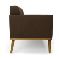 Poltrona Base De Madeira Fixa Castanho Kit 2 Elisa Suede D03 - D\'rossi Cor Marrom - 5