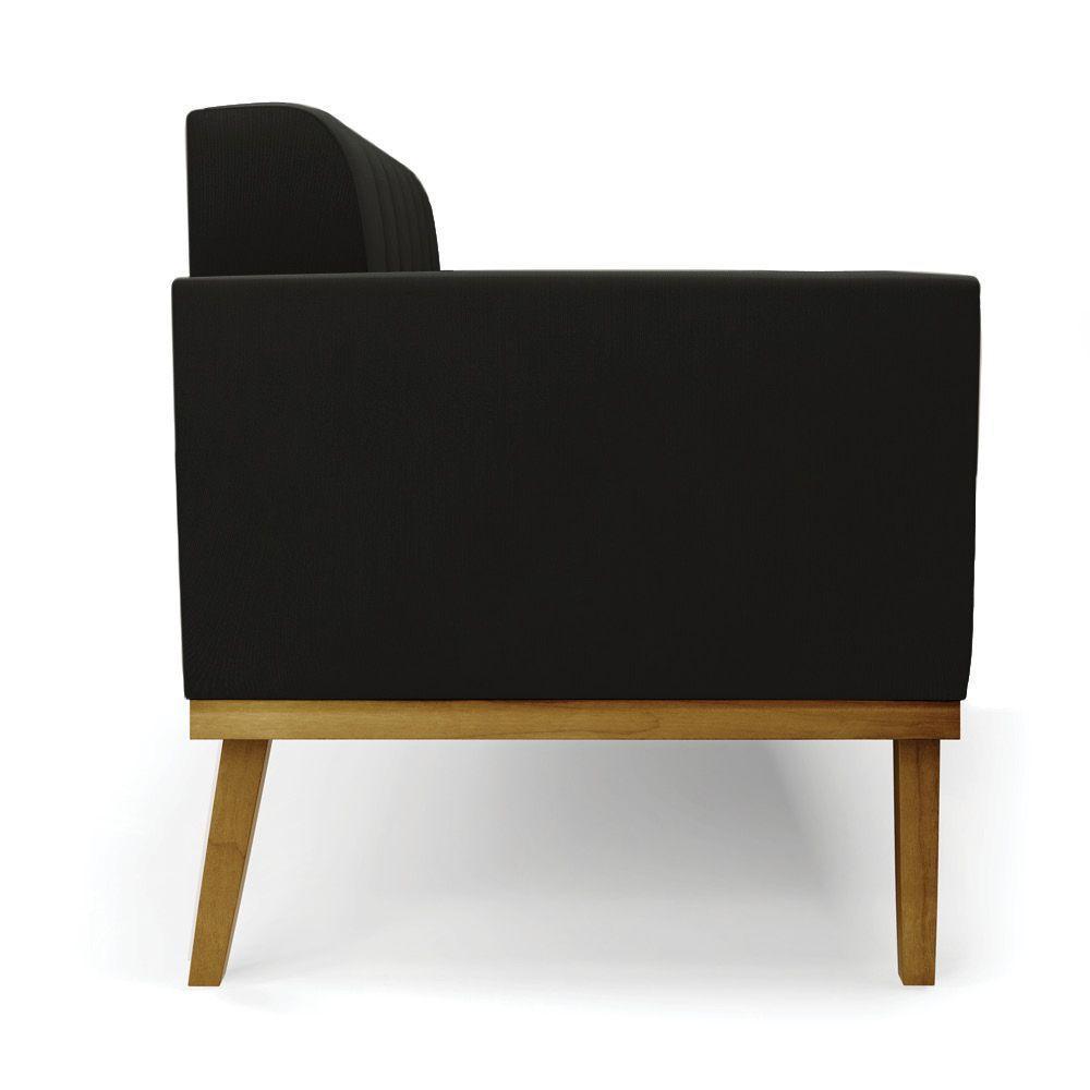 Poltrona Base De Madeira Fixa Castanho Kit 2 Elisa Suede D03 - D\'rossi Cor Preto - 7