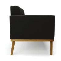 Poltrona Base De Madeira Fixa Castanho Kit 2 Elisa Suede D03 - D\'rossi Cor Preto - 7