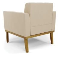 Poltrona Base De Madeira Fixa Castanho Kit 2 Elisa Suede D03 - D\'rossi Cor Bege - 6