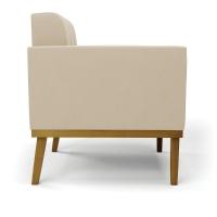 Poltrona Base De Madeira Fixa Castanho Kit 2 Elisa Suede D03 - D\'rossi Cor Bege - 7