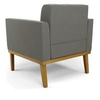 Poltrona Base De Madeira Fixa Castanho Kit 2 Elisa Suede D03 - D\'rossi Cor Grafite - 7