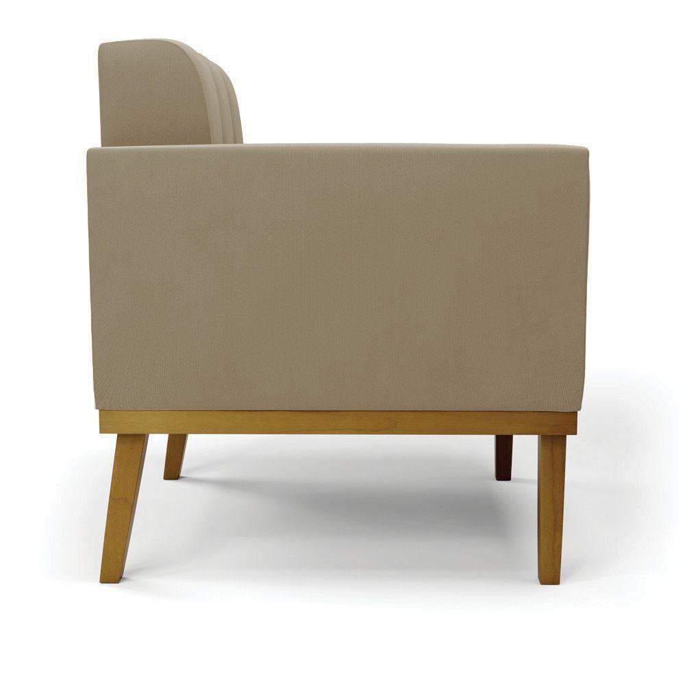 Poltrona Base De Madeira Fixa Castanho Kit 2 Elisa Suede D03 - D\'rossi Cor Marrom Rato - 3