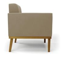 Poltrona Base De Madeira Fixa Castanho Kit 2 Elisa Suede D03 - D\'rossi Cor Marrom Rato - 3