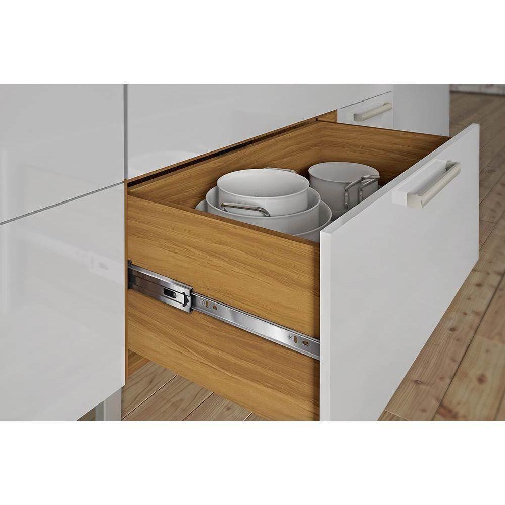 Balcão De Cozinha Burguesa P/pia Premium 2 Portas E 3 Gavetas C/ Tampo 120cm Freijó/branco - Nesher - 5