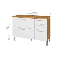 Balcão De Cozinha Burguesa P/pia Premium 2 Portas E 3 Gavetas C/ Tampo 120cm Freijó/branco - Nesher - 9