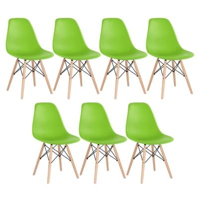 Kit 7 Cadeiras Charles Eames Eiffel Dsw Com Pés De Madeira Clara Verde Claro
