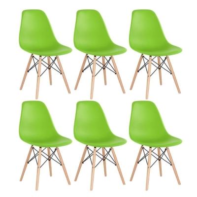 Kit 6 Cadeiras Charles Eames Eiffel Dsw Com Pés De Madeira Clara Verde Claro