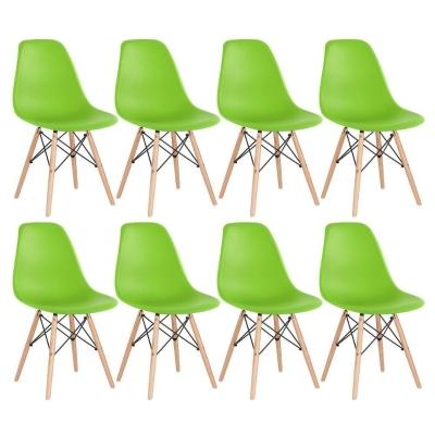 Kit 8 Cadeiras Charles Eames Eiffel Dsw Com Pés De Madeira Clara Verde Claro