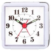 Relogio Despertador Quadrado Analógico Branco Herweg 2504 - 1