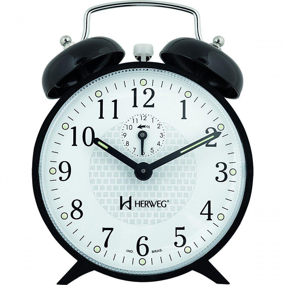 Relógio Despertador Mecânico A Cordas 2206 Preto - Preto - 1