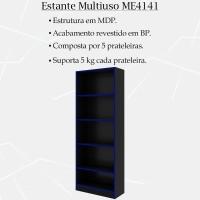 Armario Estante Multiuso 5 Prateleira Me4141 Preto Azul Tecno Mobili Preto Azul - 5