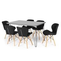 Conjunto Mesa De Jantar 130x80 Volpi 6 Cadeiras Eiffel Preto - 1