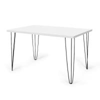 Conjunto Mesa De Jantar Hairpin 130x80 Branca Com 6 Cadeiras Eiffel Slim - Preto - 6