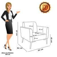 Sofá Namoradeira Com Poltrona Pés Villach Marisa Suede D03 - D\'rossi Cor Cinza - 2