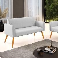 Sofá Namoradeira Pés Palito Castanho Marisa Linho D03 - D\'rossi Cor A05 Cinza - 2