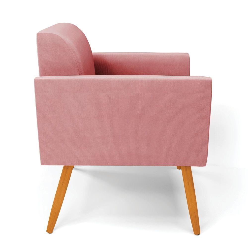 Kit 2 Poltronas Pés Palito Castanho Marisa Suede D03 - D\'rossi Cor Rose - 7