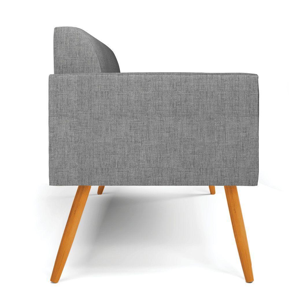 Sofá Namoradeira Pés Palito Castanho Marisa Linho D03 - D\'rossi Cor A26 Grafite - 4