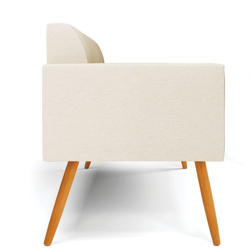 Sofá Namoradeira Pés Palito Castanho Marisa Linho D03 - D\'rossi Cor A19 Bege - 5