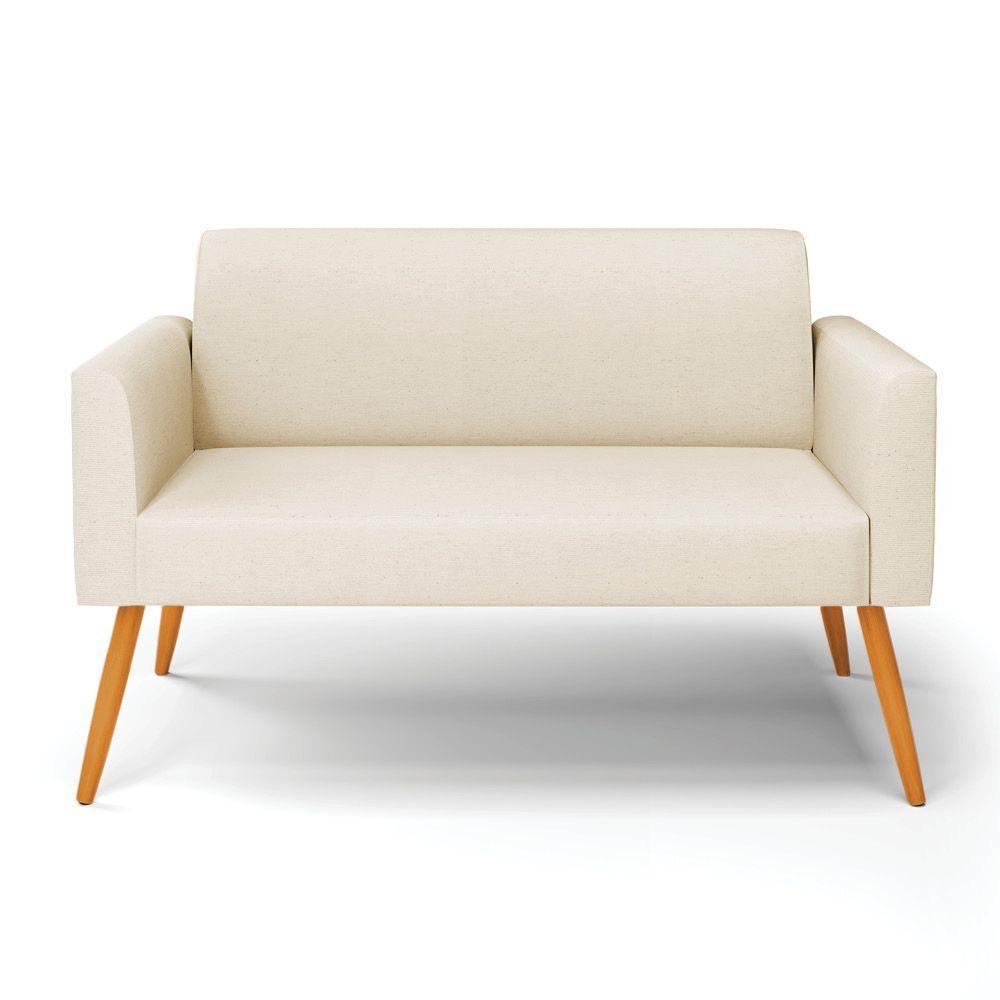 Sofá Namoradeira Pés Palito Castanho Marisa Linho D03 - D\'rossi Cor A19 Bege - 6