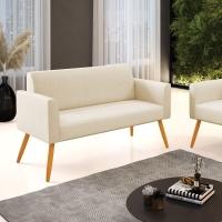 Sofá Namoradeira Pés Palito Castanho Marisa Linho D03 - D\'rossi Cor A19 Bege - 2