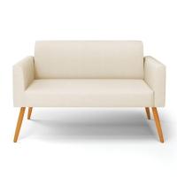 Sofá Namoradeira Pés Palito Castanho Marisa Linho D03 - D\'rossi Cor A19 Bege - 6