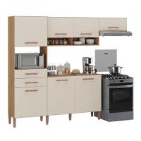 Cozinha Com Balcão Fortaleza 4245r Com 7 Portas 2 Gavetas... Canelato Rústico Com Natura Off White - 2