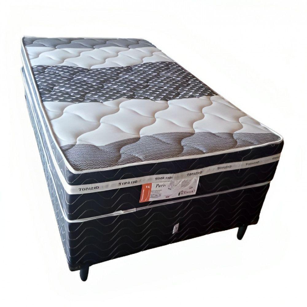 Conjunto Box Paris Solteiro Com Molas Ensacadas 88x188x68cm 2024 Topázio Preto E Cinza - 1