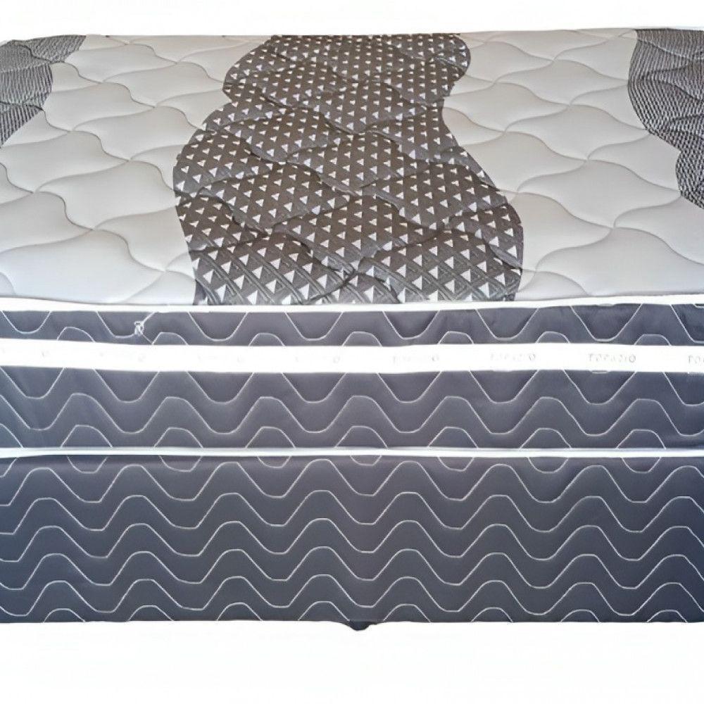 Conjunto Box Paris Solteiro Com Molas Ensacadas 88x188x68cm 2024 Topázio Preto E Cinza - 4