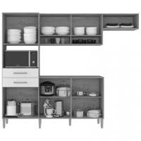 Cozinha Com Balcão Fortaleza 4245r Com 7 Portas 2 Gavetas Atualle Canelato Rustico E Grafite - 3