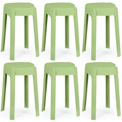 Kit 6 Banquetas Baixa Empilhável Nordica - Verde