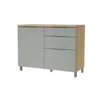 Armário de Cozinha Modulado Balcão Marquesa 1 Porta e 3 Gaveta c/ Tampo 120cm Nature/Verde - Nesher - 1