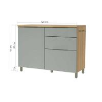 Armário de Cozinha Modulado Balcão Marquesa 1 Porta e 3 Gaveta c/ Tampo 120cm Nature/Verde - Nesher - 4