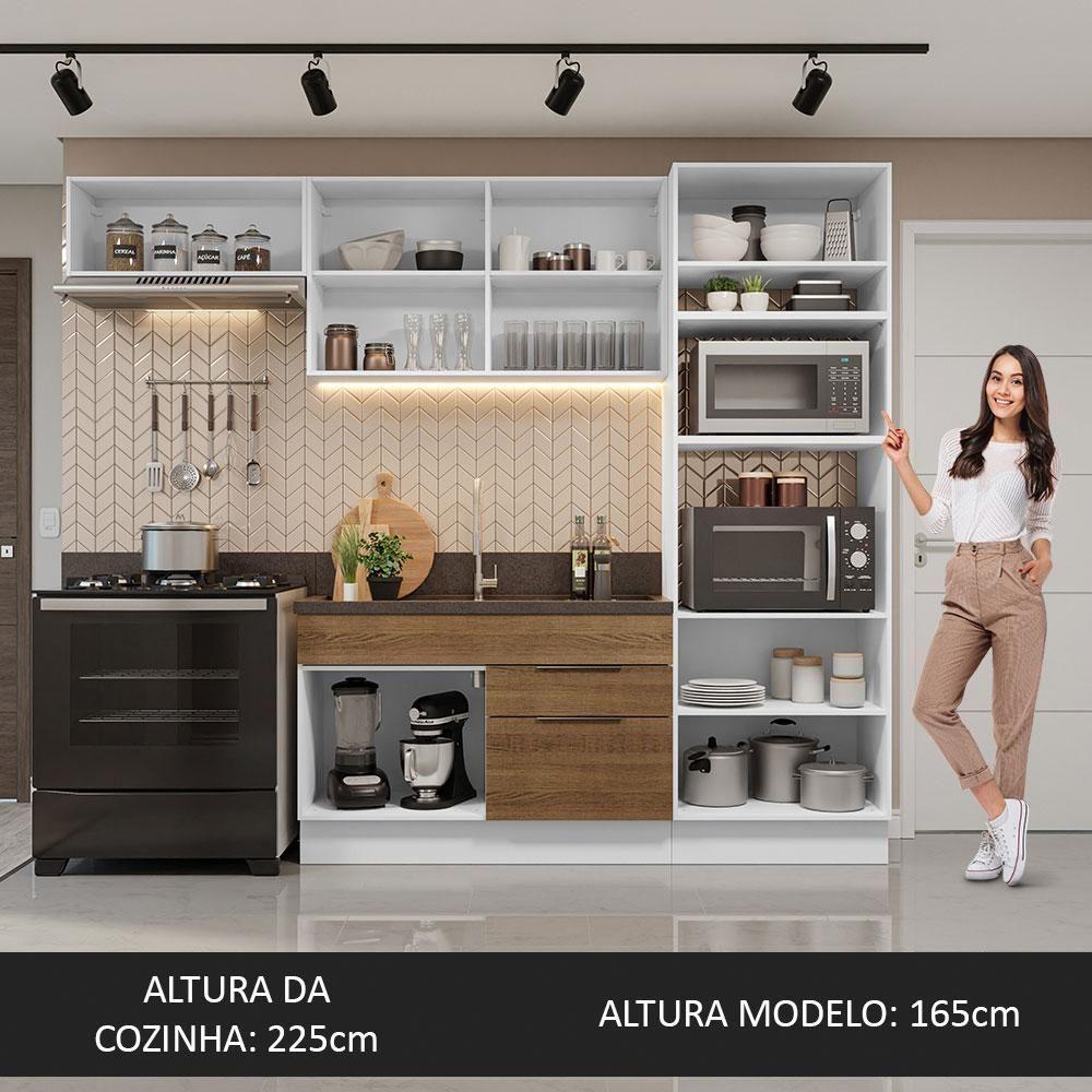 Armário De Cozinha Completa 270cm Branco/rustic Stella Madesa 10 Branco/rustic - 3