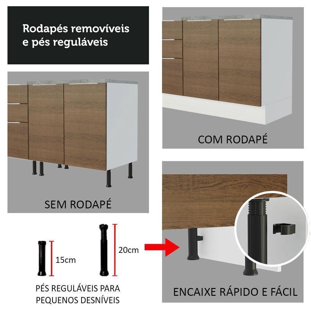 Armário De Cozinha Completa 270cm Branco/rustic Stella Madesa 10 Branco/rustic - 5