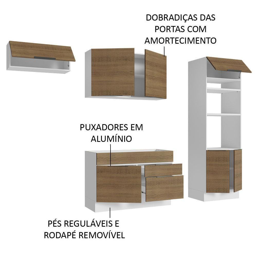 Armário De Cozinha Completa 270cm Branco/rustic Stella Madesa 10 Branco/rustic - 7