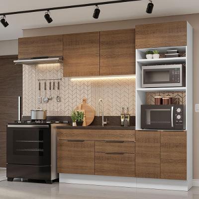 Armário de Cozinha Completa Stella 7 Portas 2 Gavetas 270cm Branco Rustic Texturizado