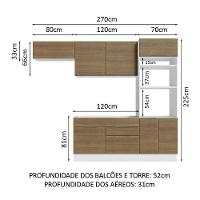 Armário De Cozinha Completa 270cm Branco/rustic Stella Madesa 10 Branco/rustic - 10