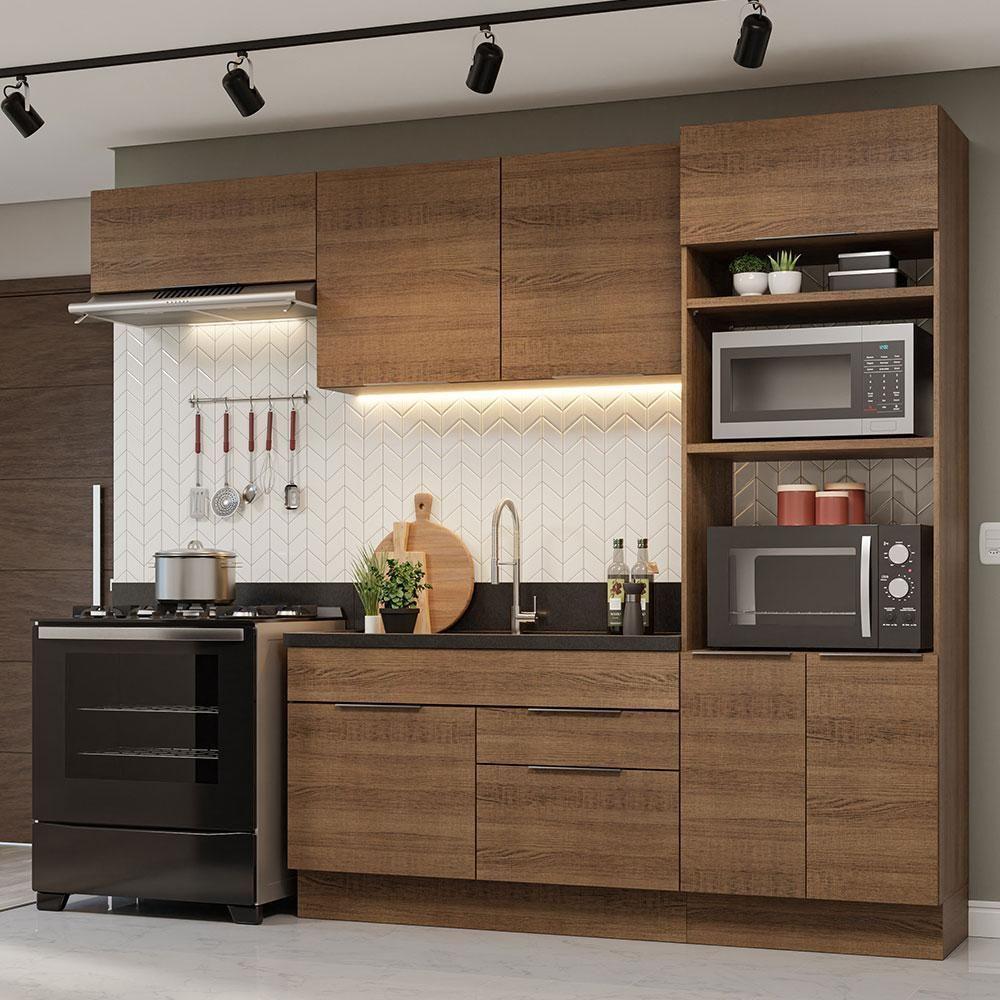 Armário De Cozinha Completa 270cm Rustic Stella Madesa 10 Rustic - 1