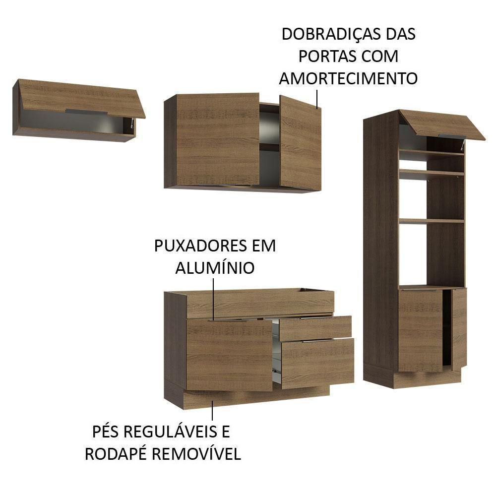 Armário De Cozinha Completa 270cm Rustic Stella Madesa 10 Rustic - 10
