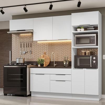 Armário de Cozinha Completa Stella 7 Portas 2 Gavetas 270cm Branco com Estilo Moderno