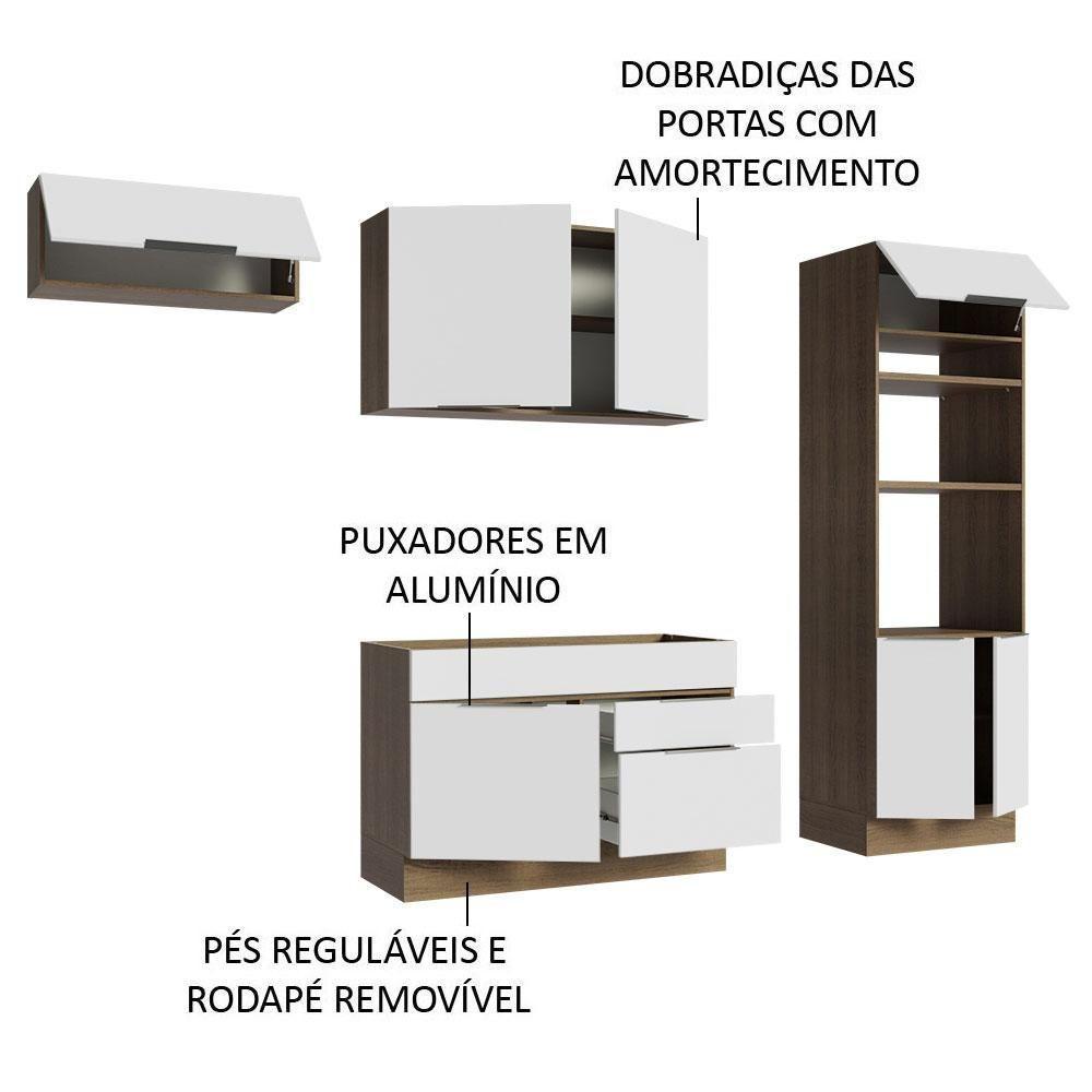 Armário De Cozinha Completa 270cm Rustic/branco Stella Madesa 10 Rustic/branco - 10