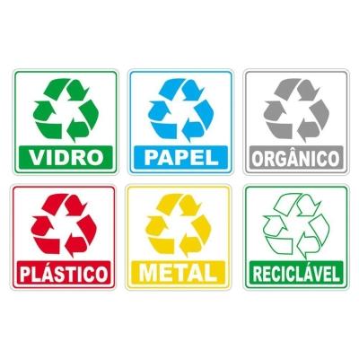 Kit Adesivo Lixo Reciclavel 15cm 15cm Cor Colorido