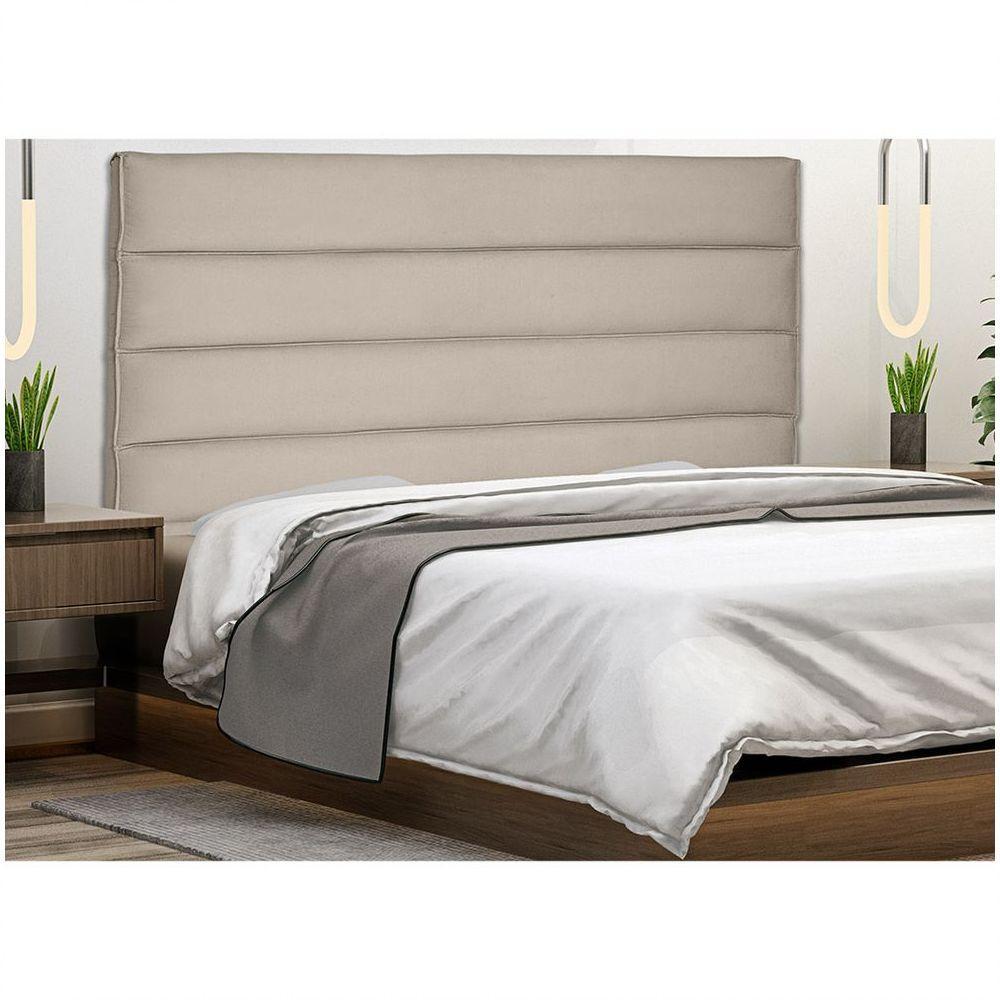 Cabeceira Casal 140 Cm Greta Suede Bege - 4