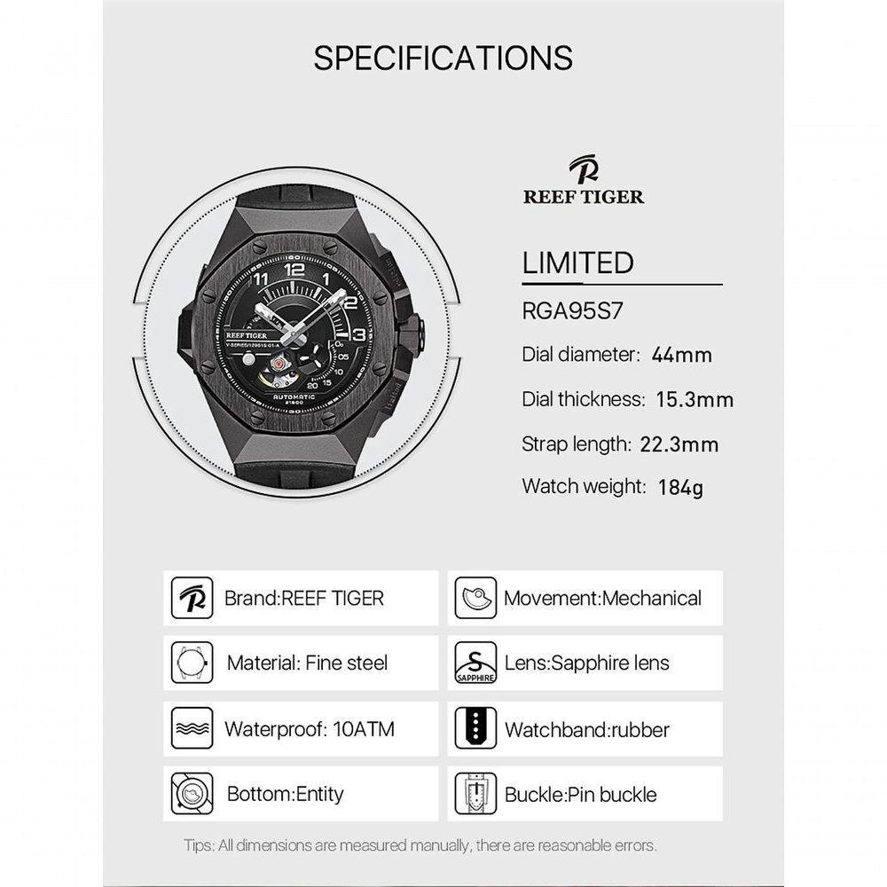 Relógio Masculino Reef Tiger Rga95s7-bbb à Prova D'água Prata - 4