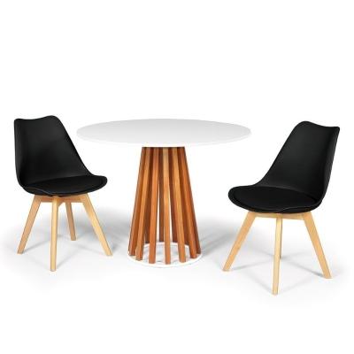 Conjunto Mesa De Jantar Talia Branca 100cm 2 Cadeiras Preto