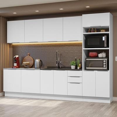Armário de Cozinha Completa Stella 9 Portas 3 Gavetas MDP 310cm Branco