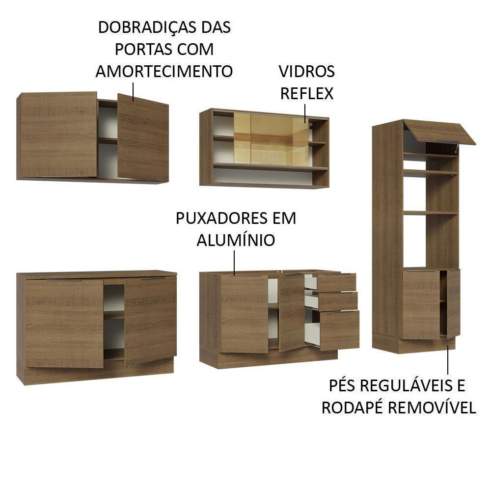Armário De Cozinha Completa 310cm Rustic Stella Madesa 02 Rustic - 8