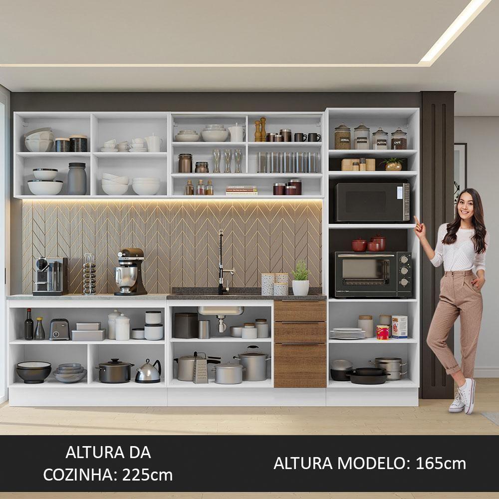 Armário De Cozinha Completa 310cm Branco/rustic Stella Madesa 02 Branco/rustic - 2