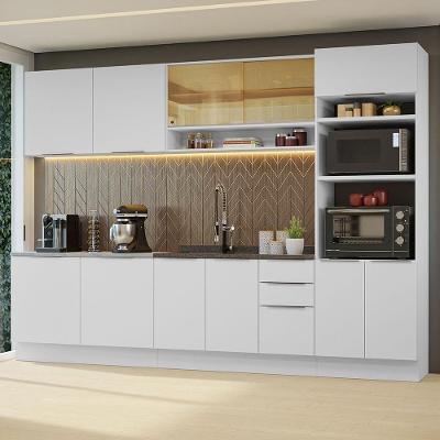 Armário de Cozinha Completa Stella 11 Portas 3 Gavetas MDF 310cm Branco